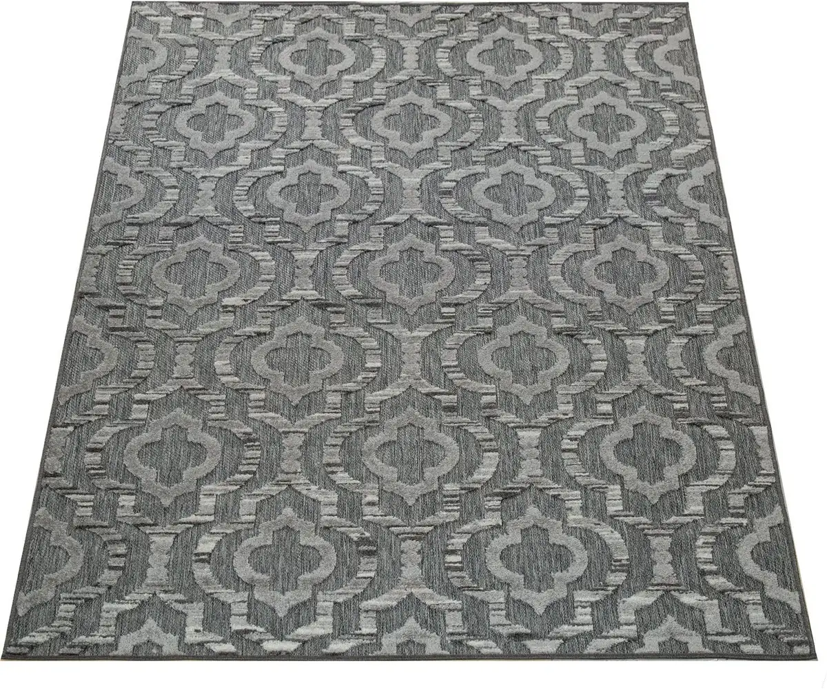 

Ковер Paco Home "Stilo 861", прямоугольный, короткий ворс, 3D-дизайн, подходит для внутреннего и наружного использования, гостиная 160х230 см, серый