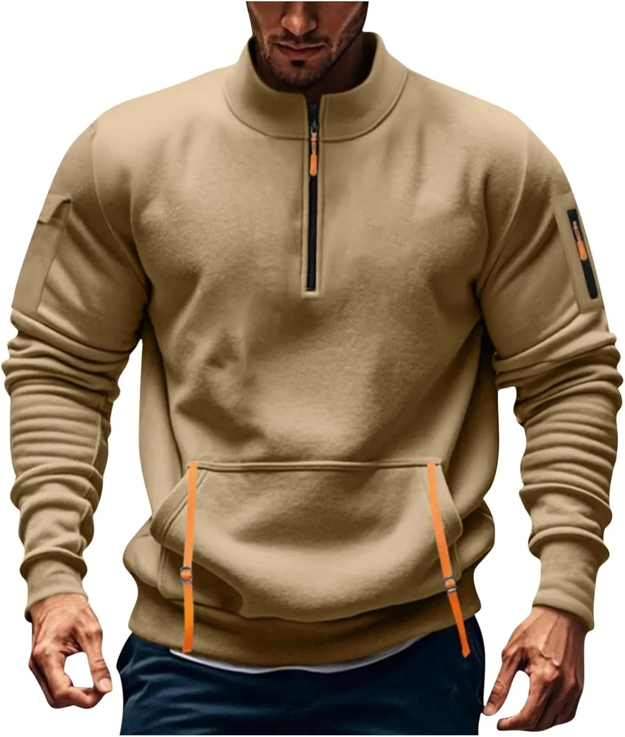 

Мужская толстовка с четвертью молнии и карманами