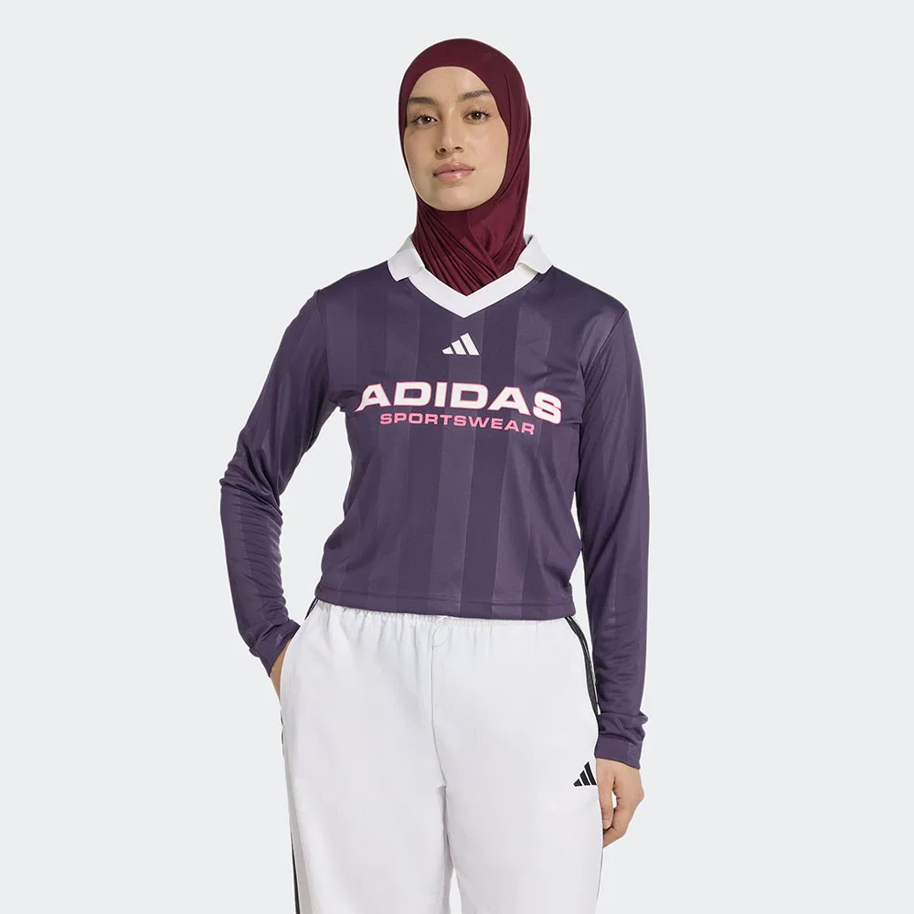 Женская футболка-поло с длинным рукавом Tiro цвета Aura Plum от Adidas
