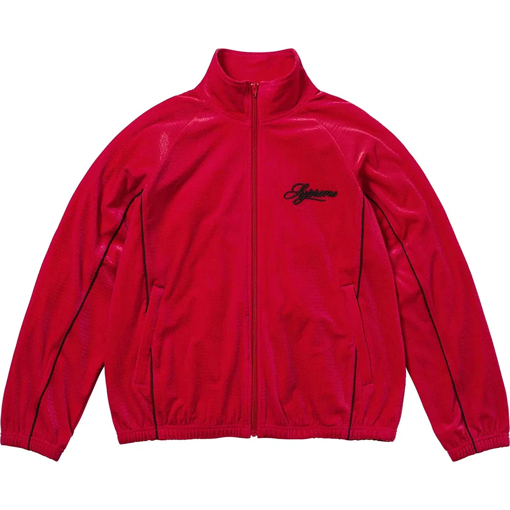 Толстовка велюровая с сеткой SS26 WEEK6 Velour Mesh Track Jacket Unisex Supreme, Red/Red