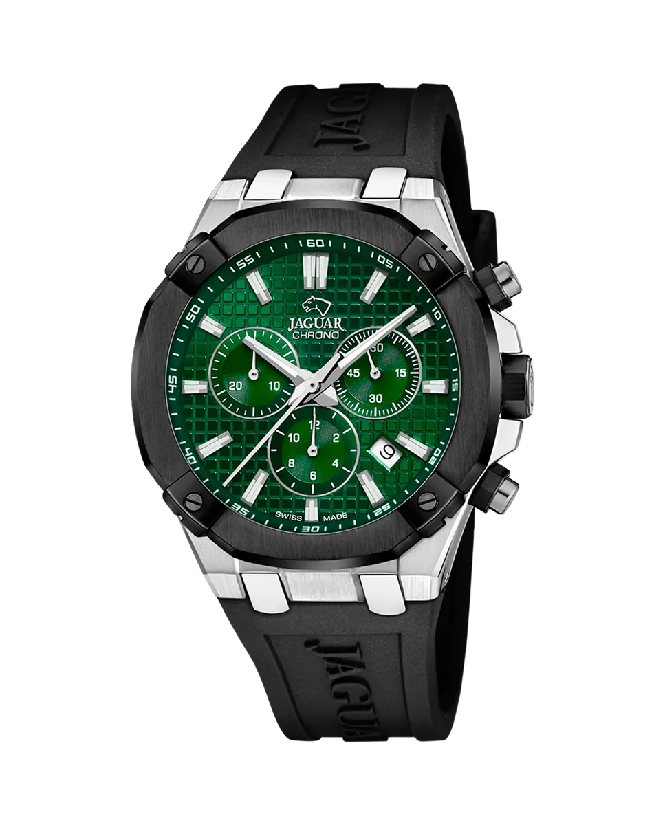 

J1020/1 Дипломатические мужские часы из черного каучука Jaguar, черный