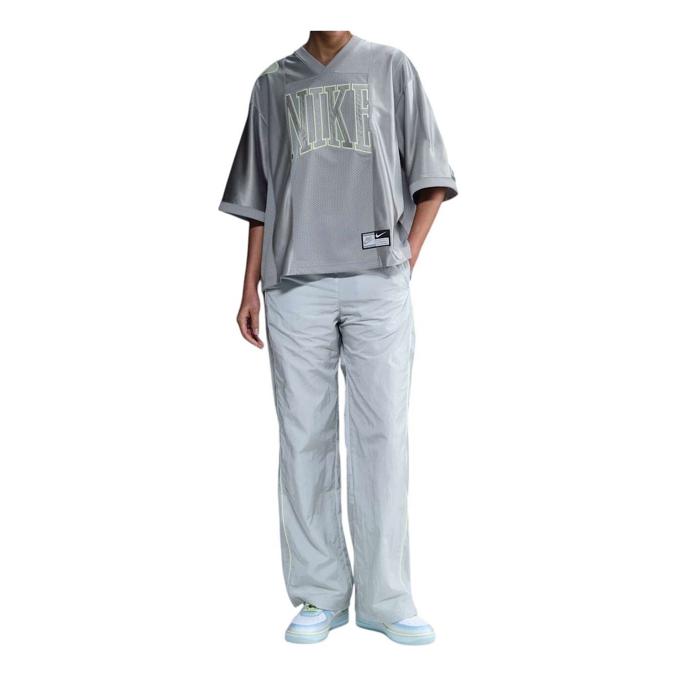 (WMNS) Nike Sportswear Street Oversized Graphic Jersey Top 'Smoke Grey Barely Volt' — фото 3