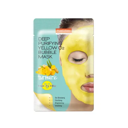 

Маска для лица PUREDERM Deep Purifying Yellow O2 Bubble with Turmeric Korean Face Skin Care