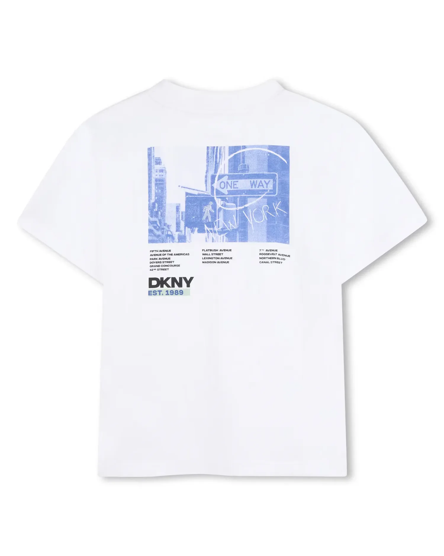 Унисекс хлопковая футболка с рисунком на передней части DKNY, белый — фото 4