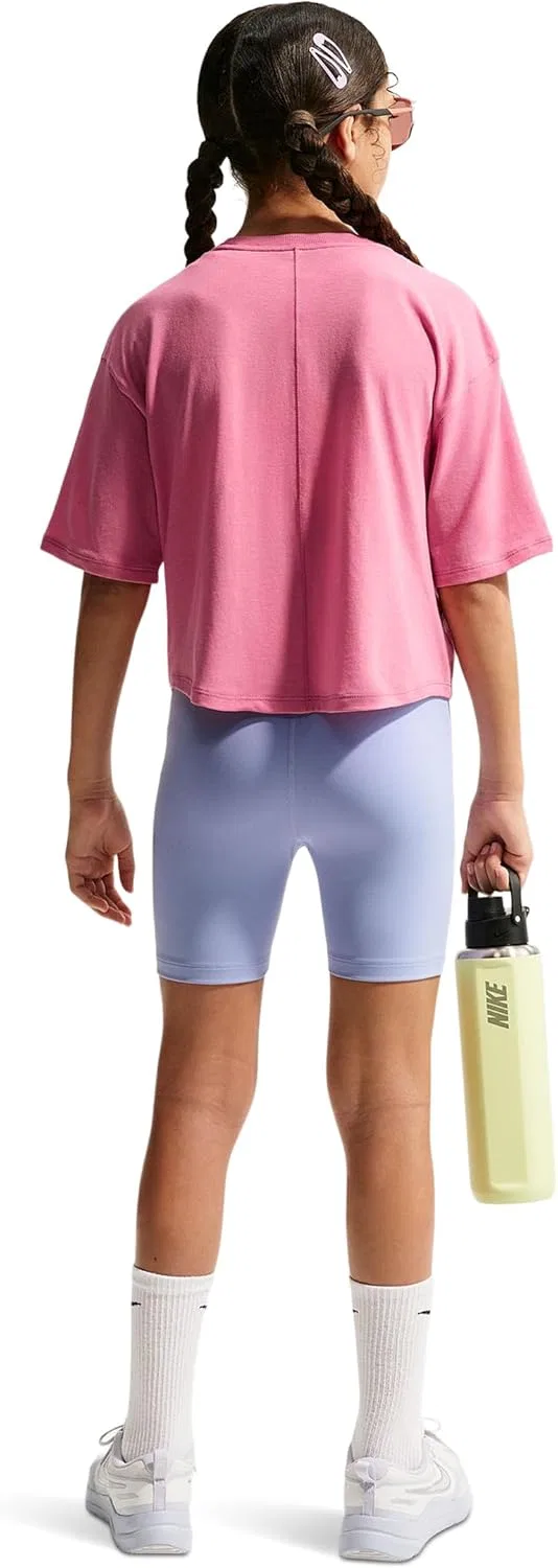 Футболка для девочек Nike One Relaxed Dri-FIT, Peony/White — фото 2