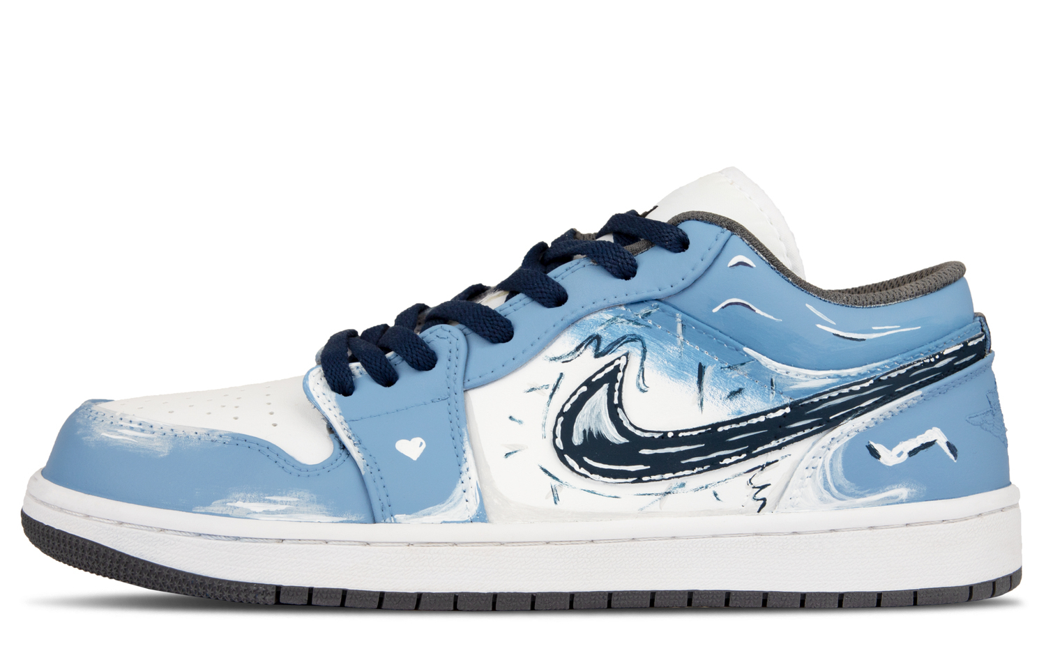 

Jordan Кроссовки Air 1 Leather Trendy Cushioning Low top Vintage Basketball Shoes Unisex Blue