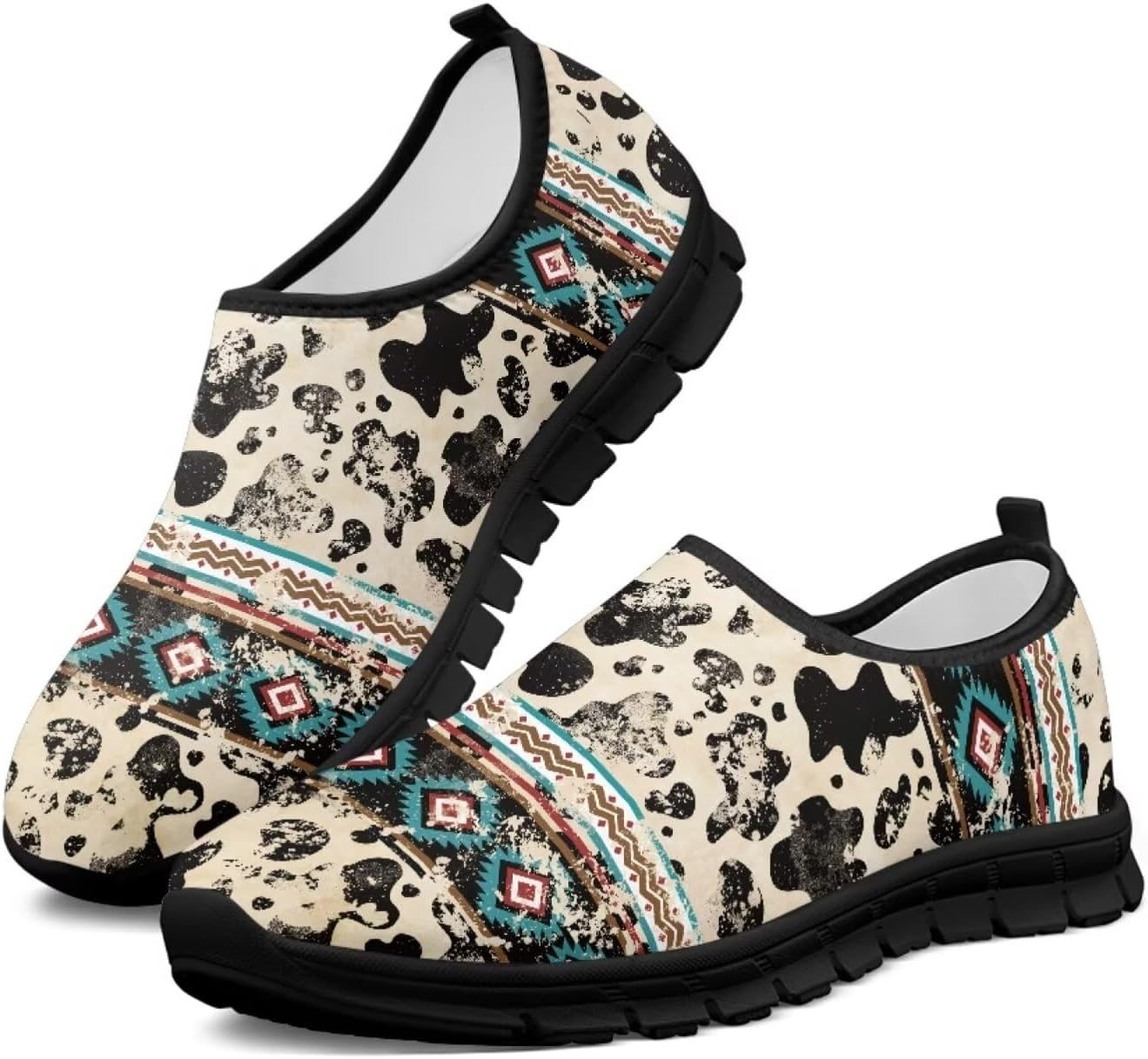 

Мужские слипоны в западном стиле ацтеков, повседневные спортивные туфли без шнурков, повседневные лоферы, кроссовки для бега Gdxynsmny, Western Aztec Cow Spot