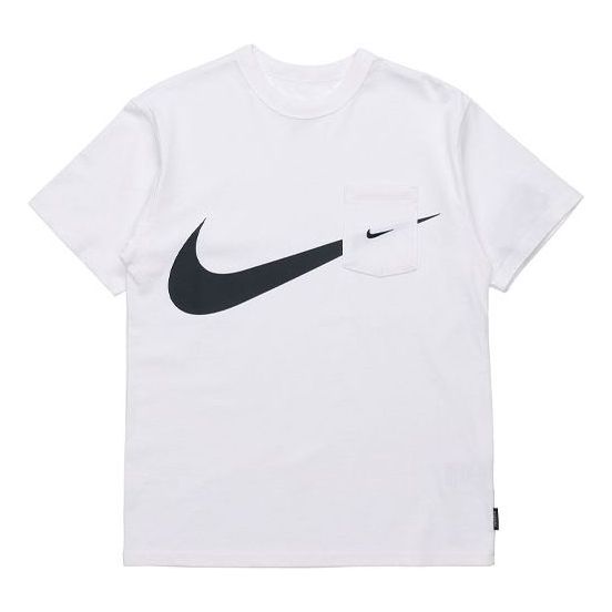 

Футболка sportswear swoosh casual sports round neck logo pocket short sleeve white Nike, белый