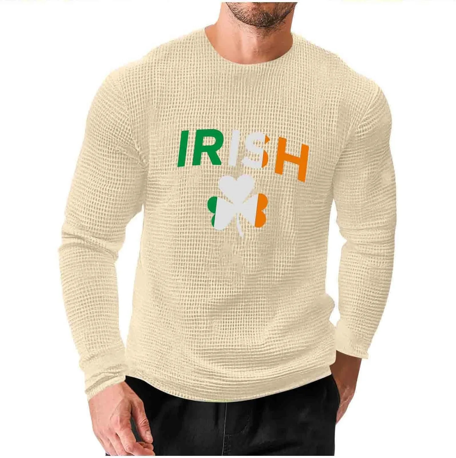 

Мужская футболка с длинным рукавом St. Patrick's Day с принтом трилистника Zeiyignr