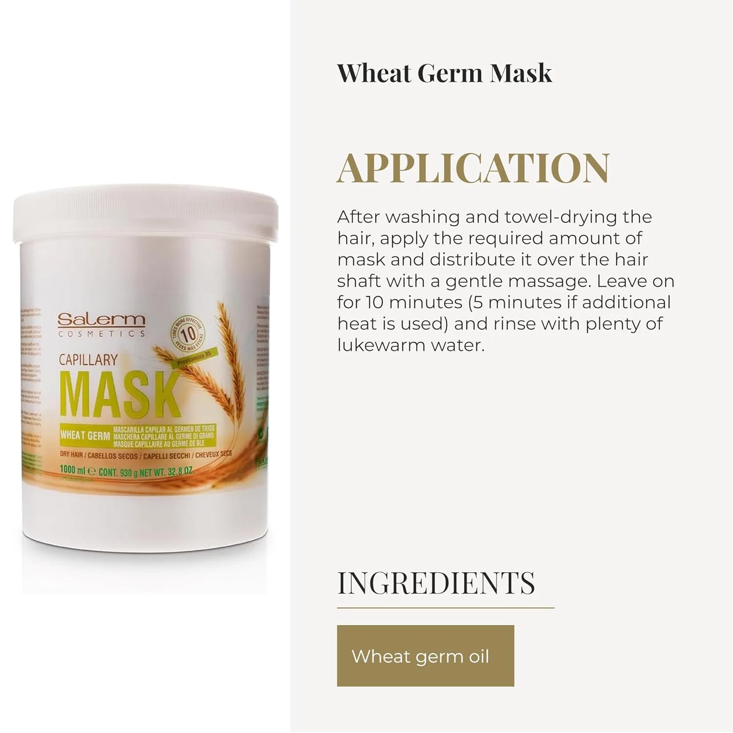Маска для волос Salerm Wheat Germ Conditioning Treatment 1 л Salerm — фото 4