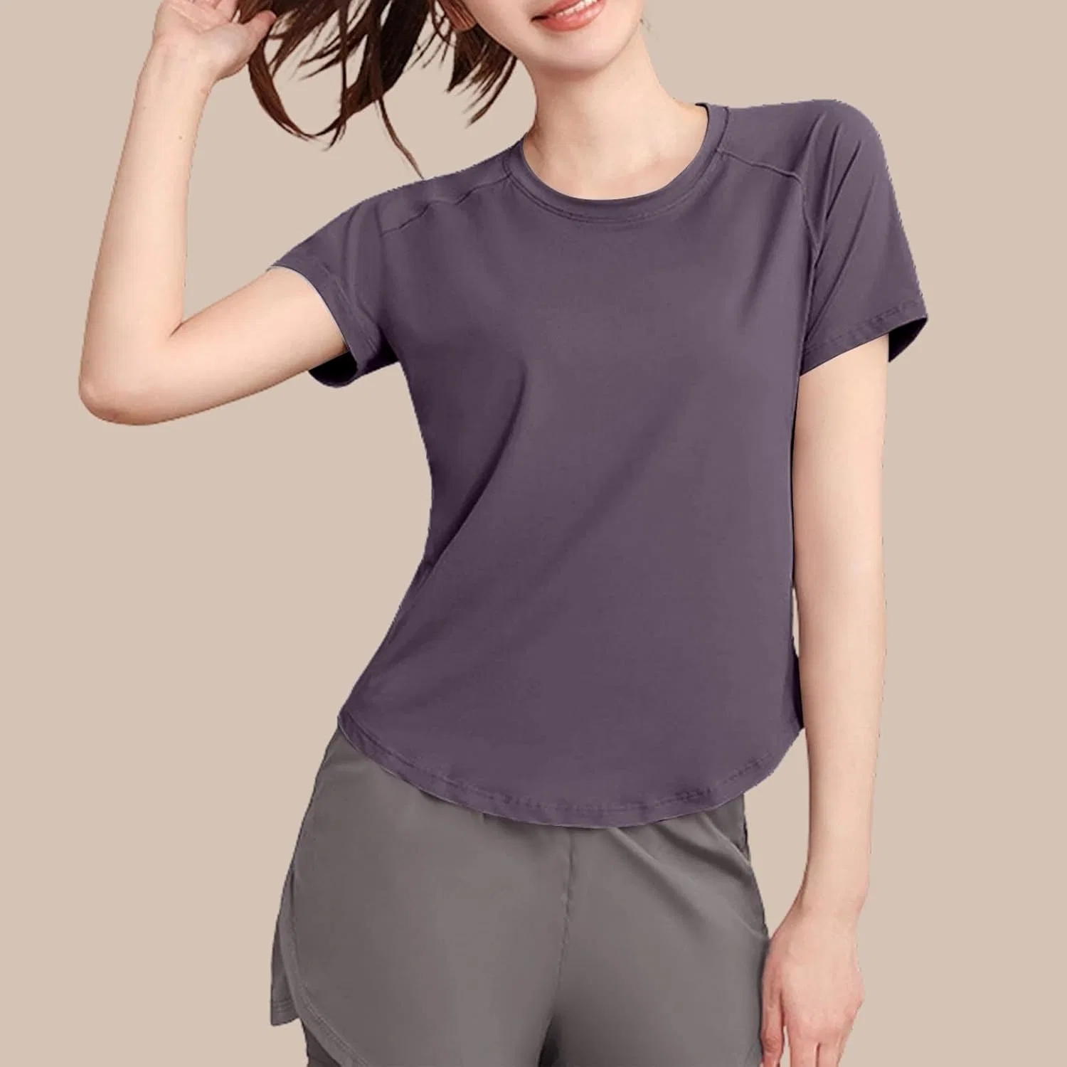 Футболка для бега и фитнеса, быстросохнущая, женская, Purple — фото 2