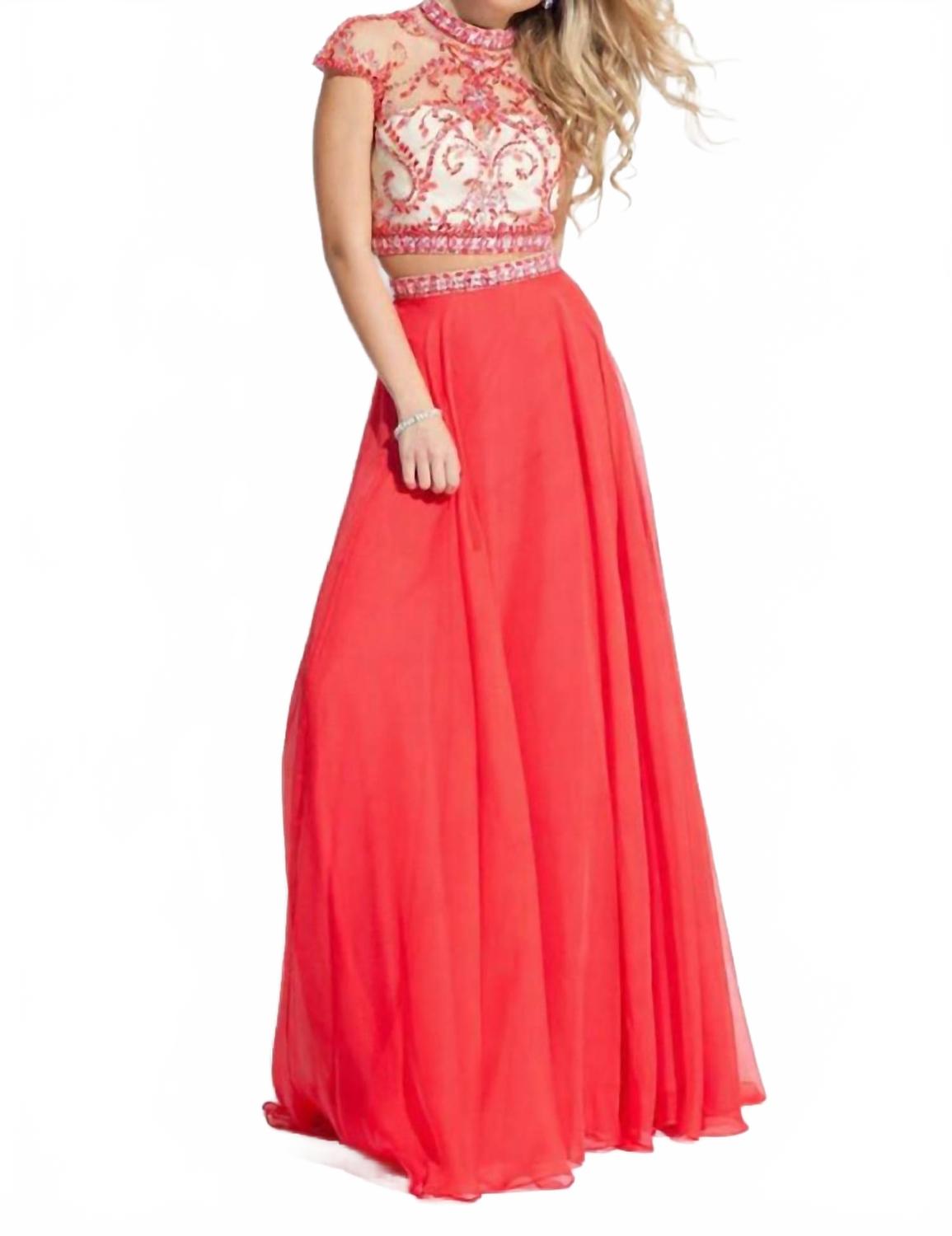 

Двухкомпонентное платье из шифона с декором в красном цвете RACHEL ALLAN