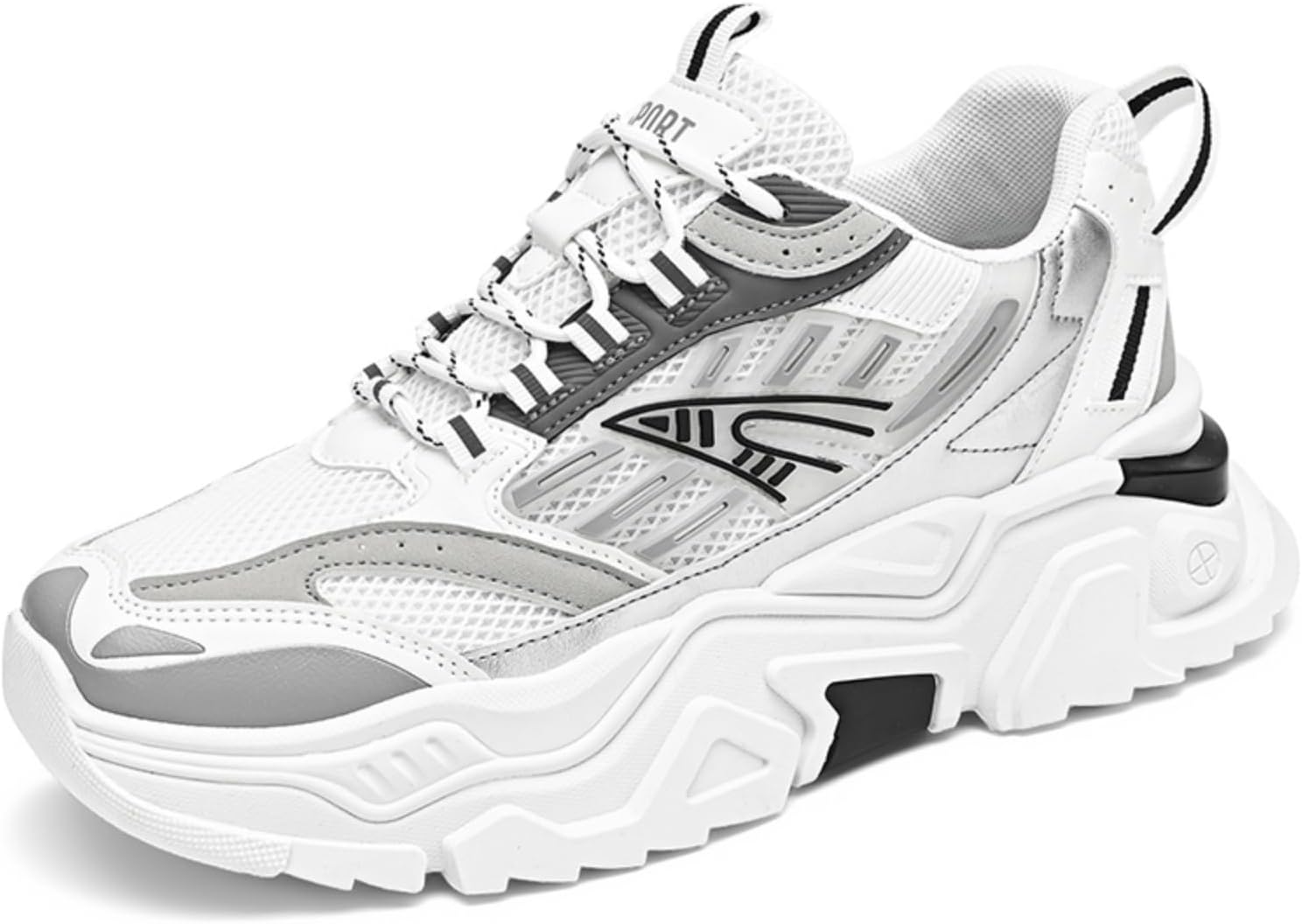 

Мужские модные кроссовки с толстой подошвой, спортивные для повседневной носки, для фитнеса и тенниса, увеличивающие рост, идеальный выбор для модных мужчин Aokisx, белый/черный