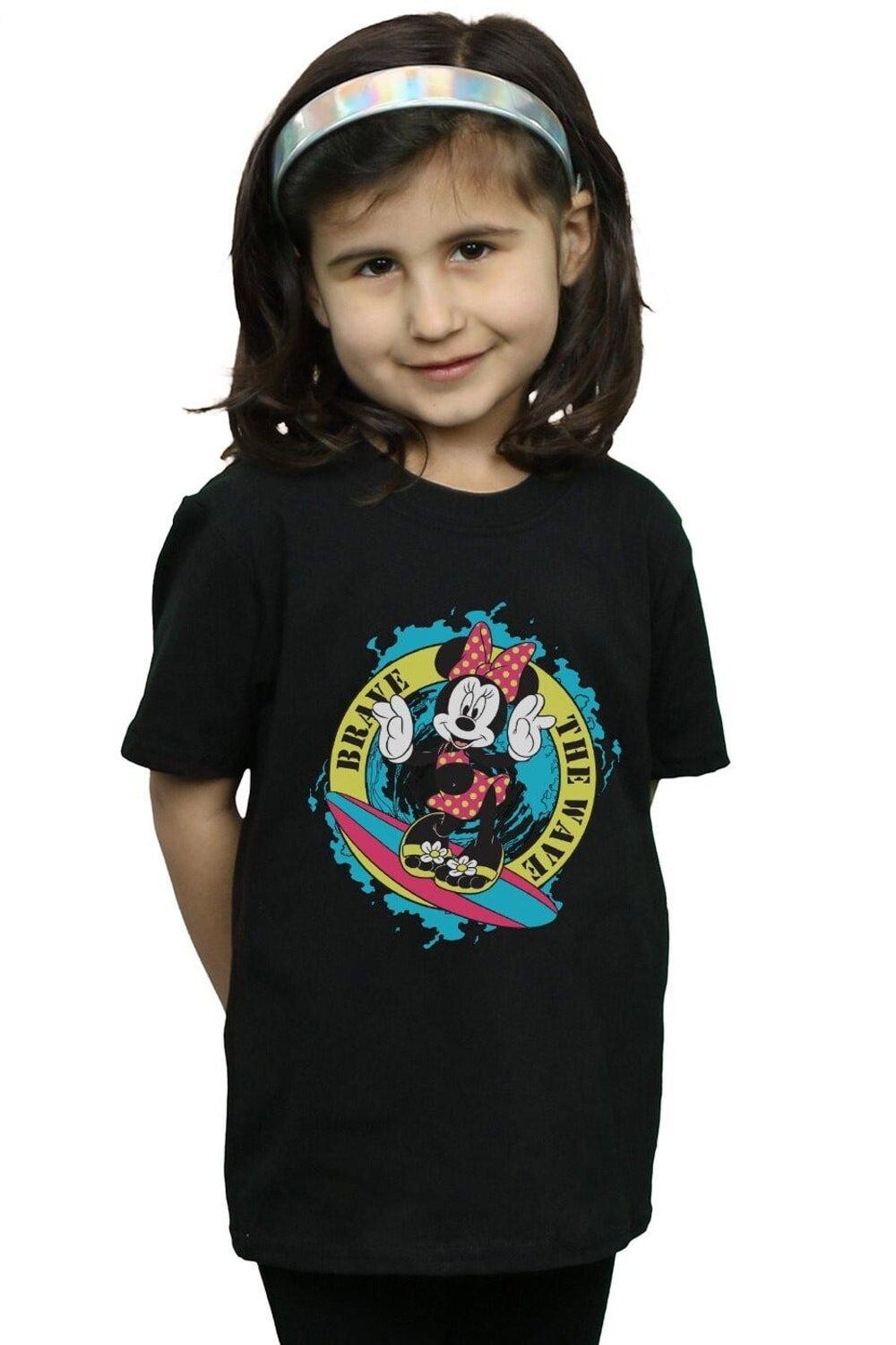 

Хлопковая футболка Minnie Mouse Brave The Wave Disney, черный