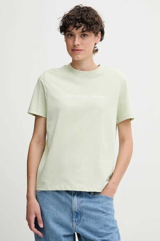 

Хлопковая футболка Calvin Klein Jeans, зеленый