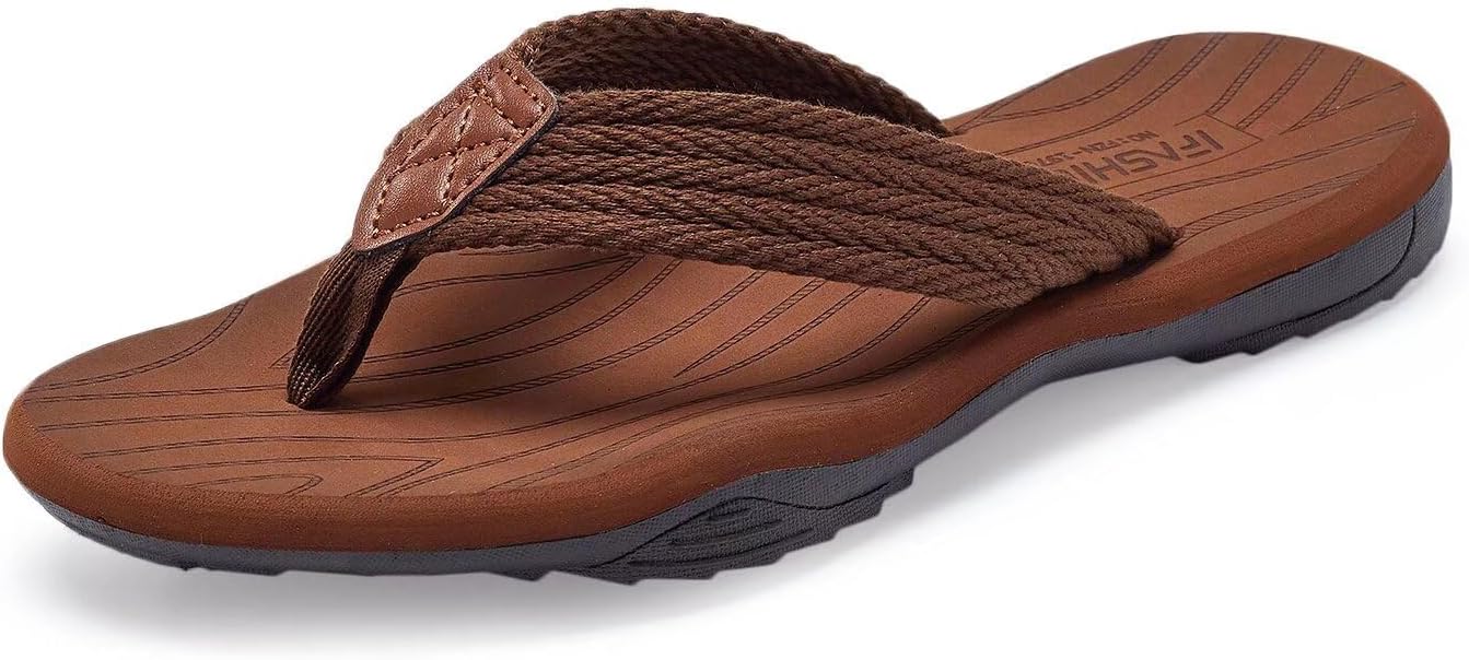 

Мужские вьетнамки удобные сандалии-шлепанцы для дома и пляжа Junshide, коричневый