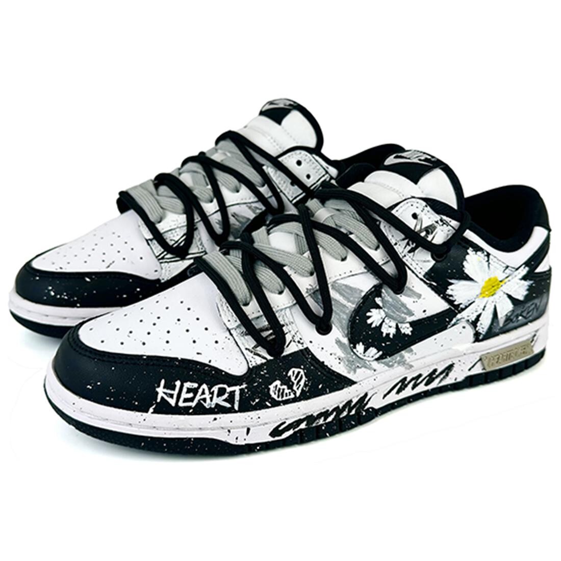 Кроссовки Nike Dunk Skateboarding Shoes Unisex Low-top White, черный/белый — фото 3