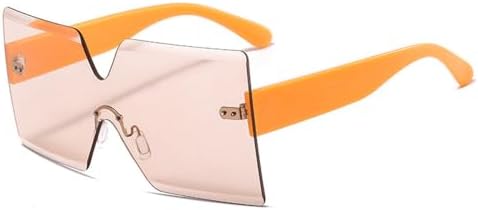 

Женские солнцезащитные очки без оправы, цельные, большого размера, с защитой от УФ-излучения UV400, модные очки для женщин, оранжевые, светло-коричневые MTZJH, One Color