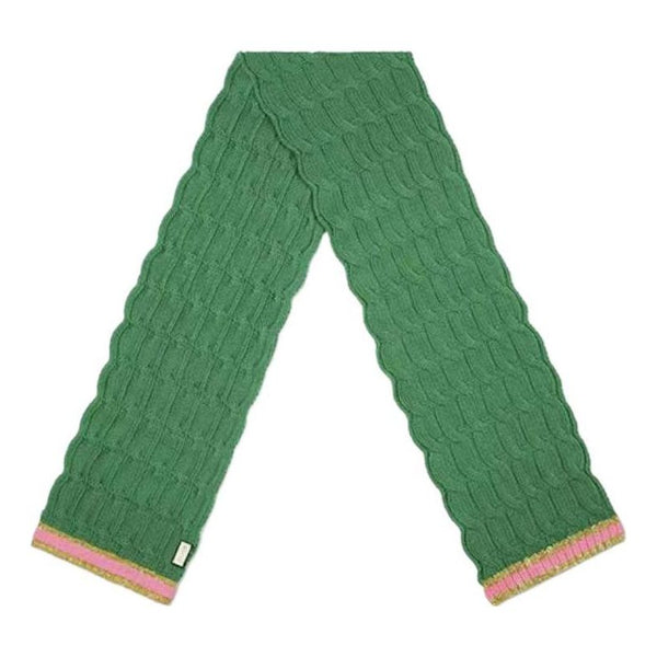 

Шарф cable knit with pink and gold striped hem Gucci, зеленый
