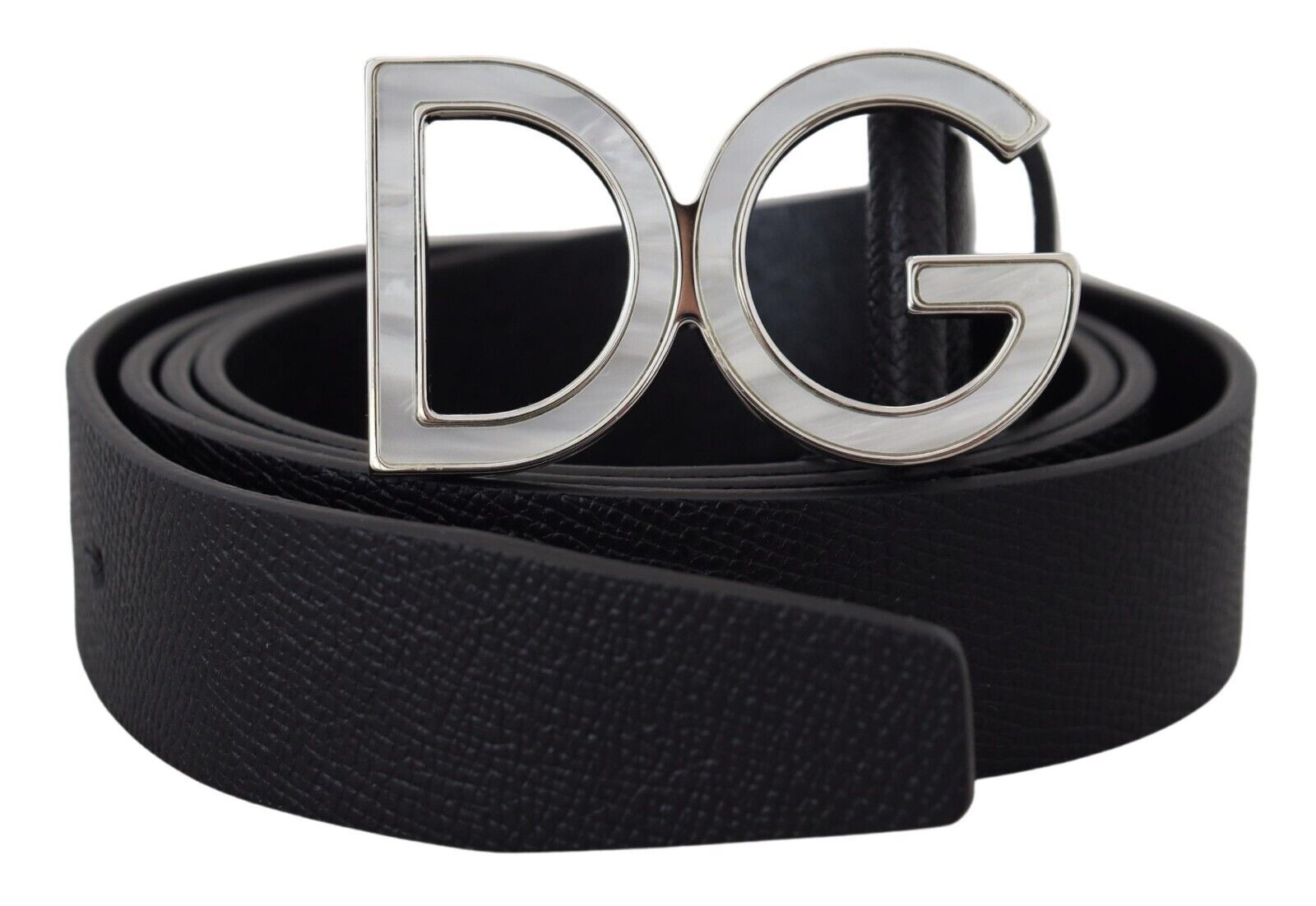 

Элегантный кожаный ремень с металлической пряжкой DG Dolce & Gabbana, черный