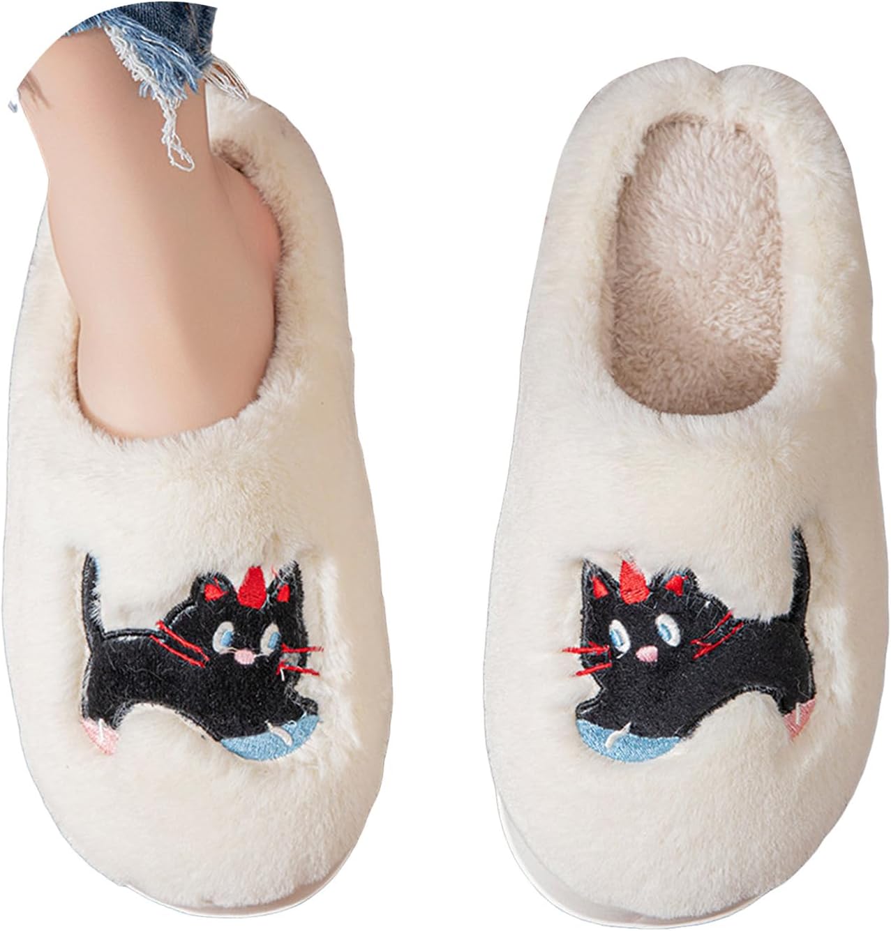 

Милые домашние тапочки для женщин и мужчин, плюшевые, теплые, мягкие тапочки для общежития, с эффектом памяти, мягкая обувь для спальни, нескользящие, на каждый день для дома, зимние Jyswoshoe, белый