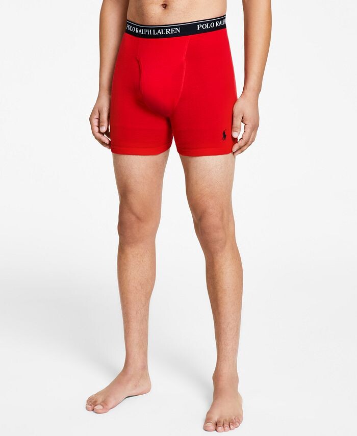 Мужской комплект из 3 штук. Классические хлопковые трусы-боксеры Polo Ralph Lauren, серый — фото 3