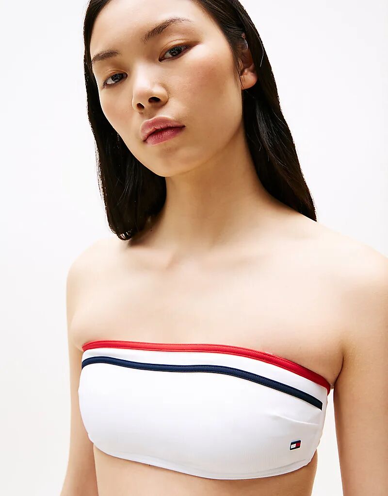 

Бикини-топ-бандо Tommy Hilfiger Global с текстурированной полоской белого цвета