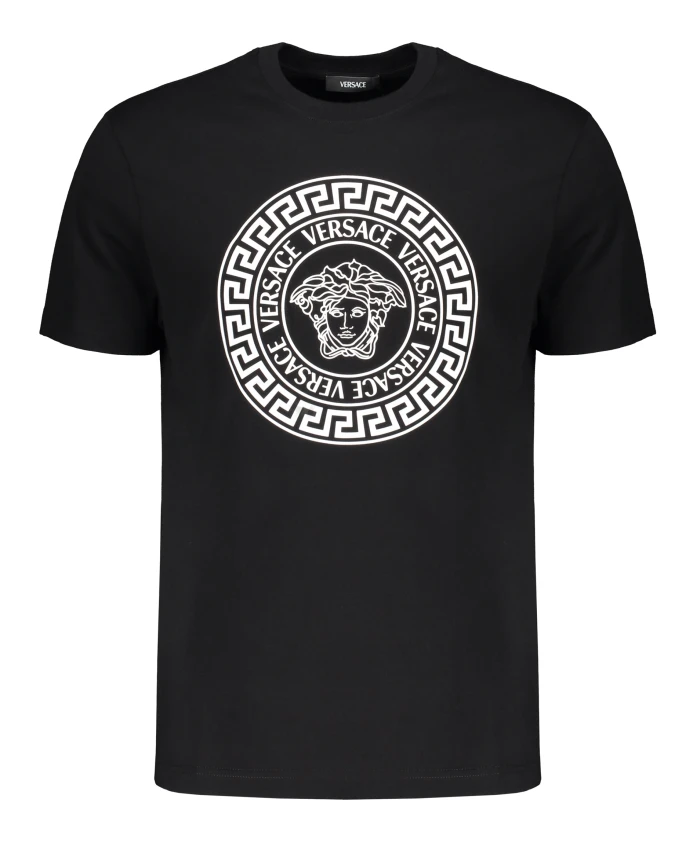 

Хлопковая футболка с логотипом Versace, черный