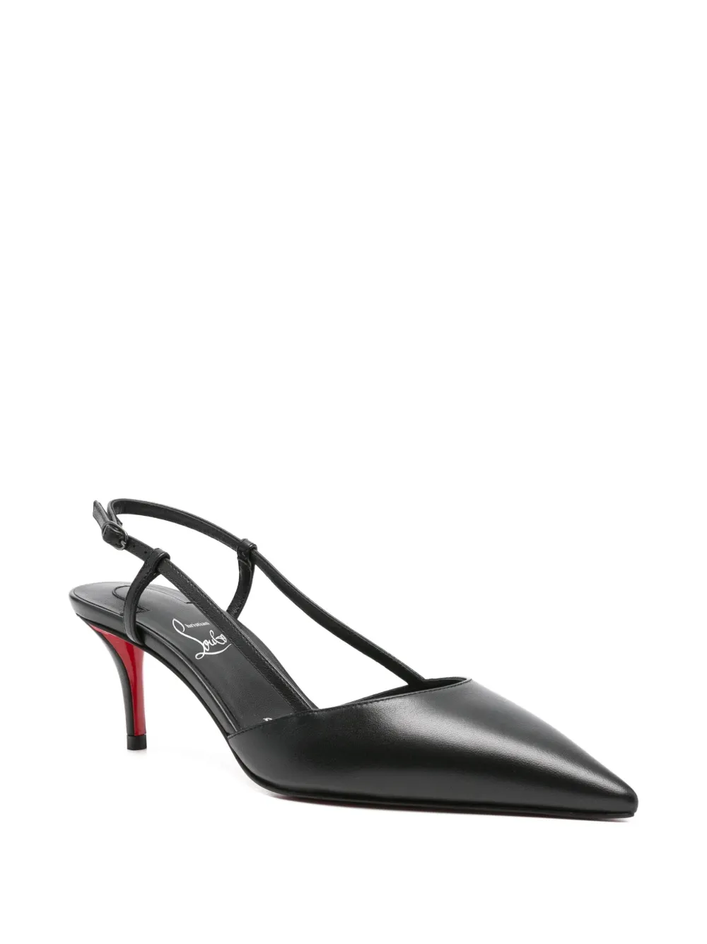 Туфли с заостренным носком и ремешком на пятке Christian Louboutin, черный — фото 2