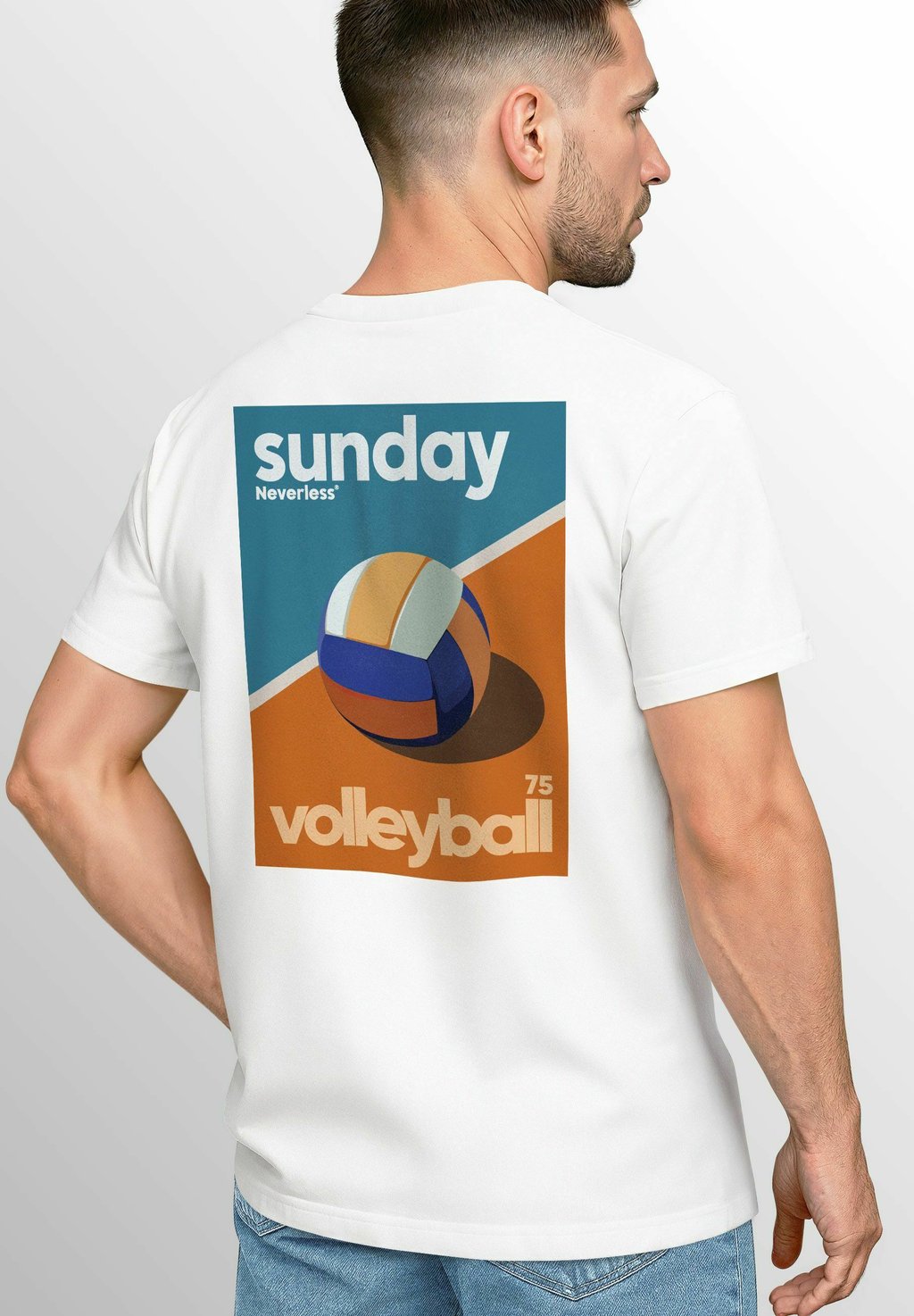 

Футболка с принтом BACKPRINT SUNDAY VOLLEYBALL GRAFIKPRINT URBAN CLUBWEAR RETRO Neverless, белый