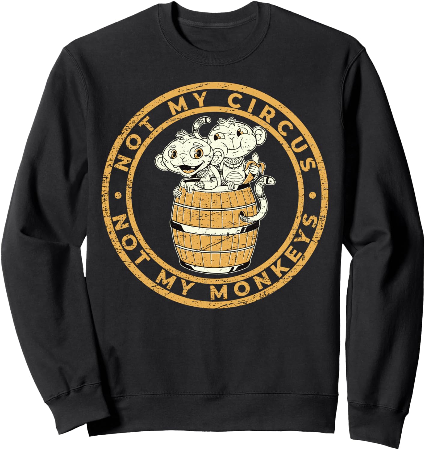 

Винтажная толстовка Не мой цирк, не мои обезьяны Not My Circus Not My Monkeys Vintage, черный
