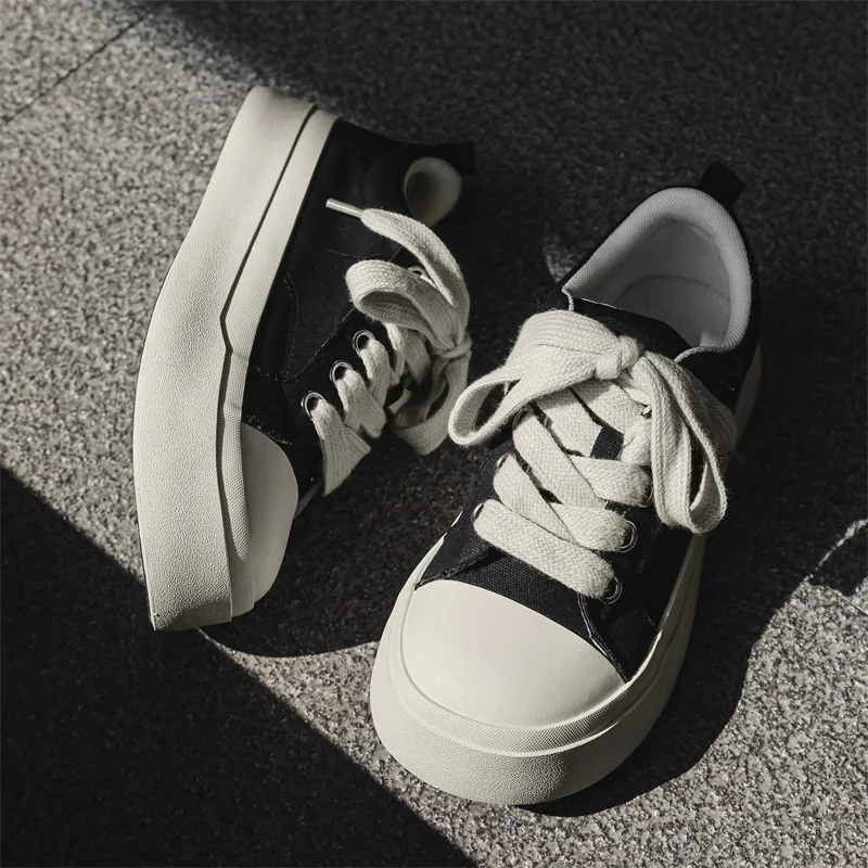 QIQUDUCK Кроссовки для скейтбординга мужские canvas balance lightweight breathable low top черные — фото 3