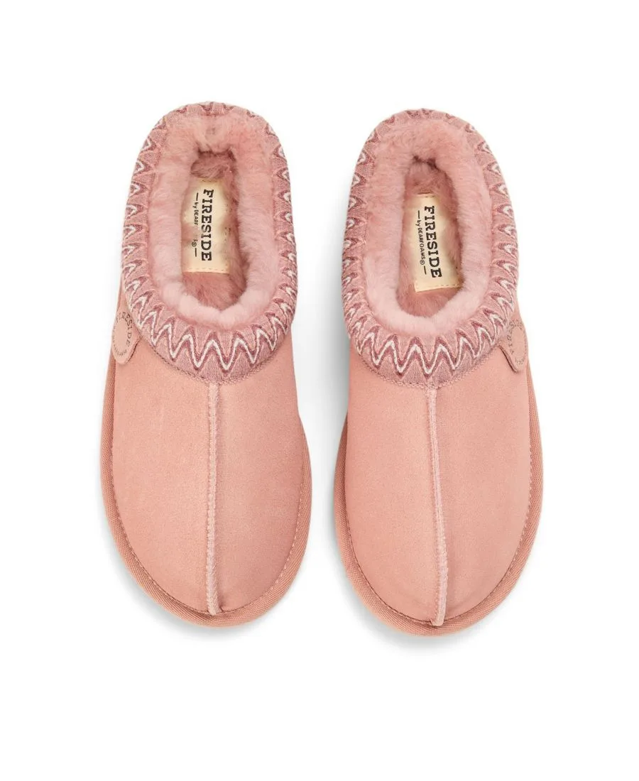 Сабо Greta из натуральной овчины с вышивкой Dearfoams, dusty розовый — фото 4