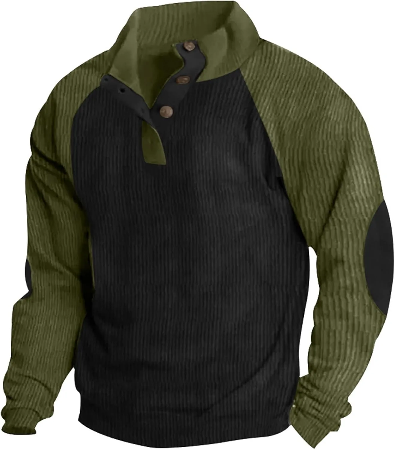 

Мужской вельветовый свитер с длинным рукавом и воротником на пуговицах