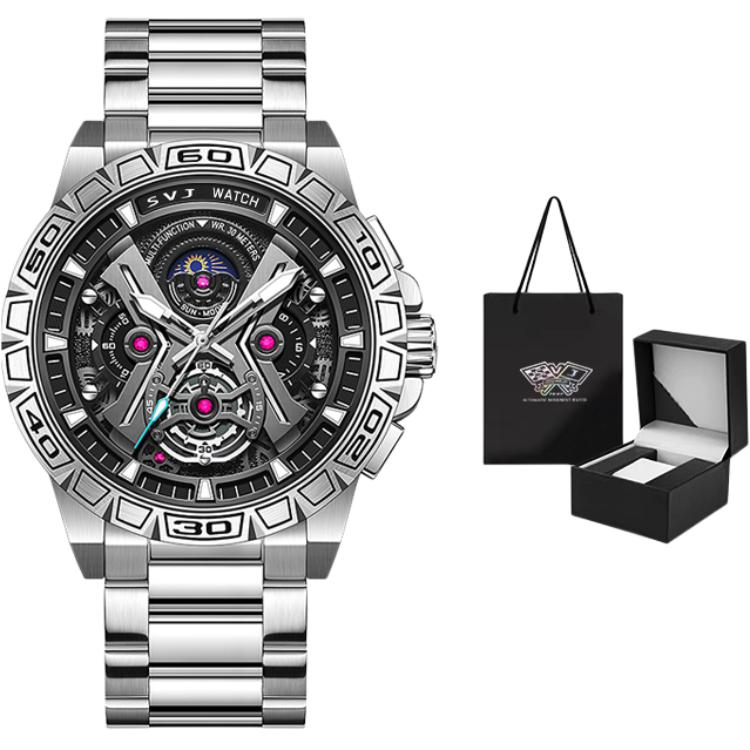

SVJ Часы Black Warrior Concept Collection Quartz Movement Stainless Steel Watchband Watch Men's Watch Black Dial