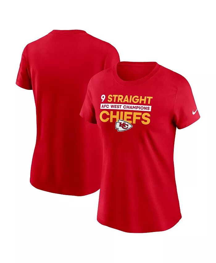 

Женская красная футболка Kansas City Chiefs Nine-Straight AFC West Division Champions Nike