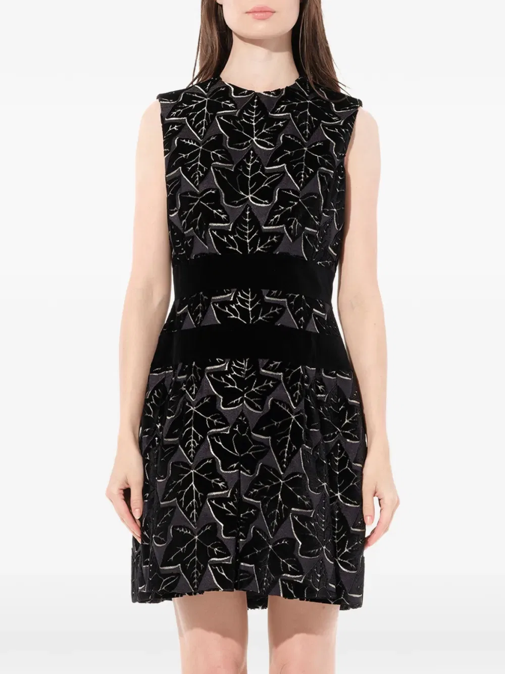Мини-Платье с узором из листьев Alexander Mcqueen, черный