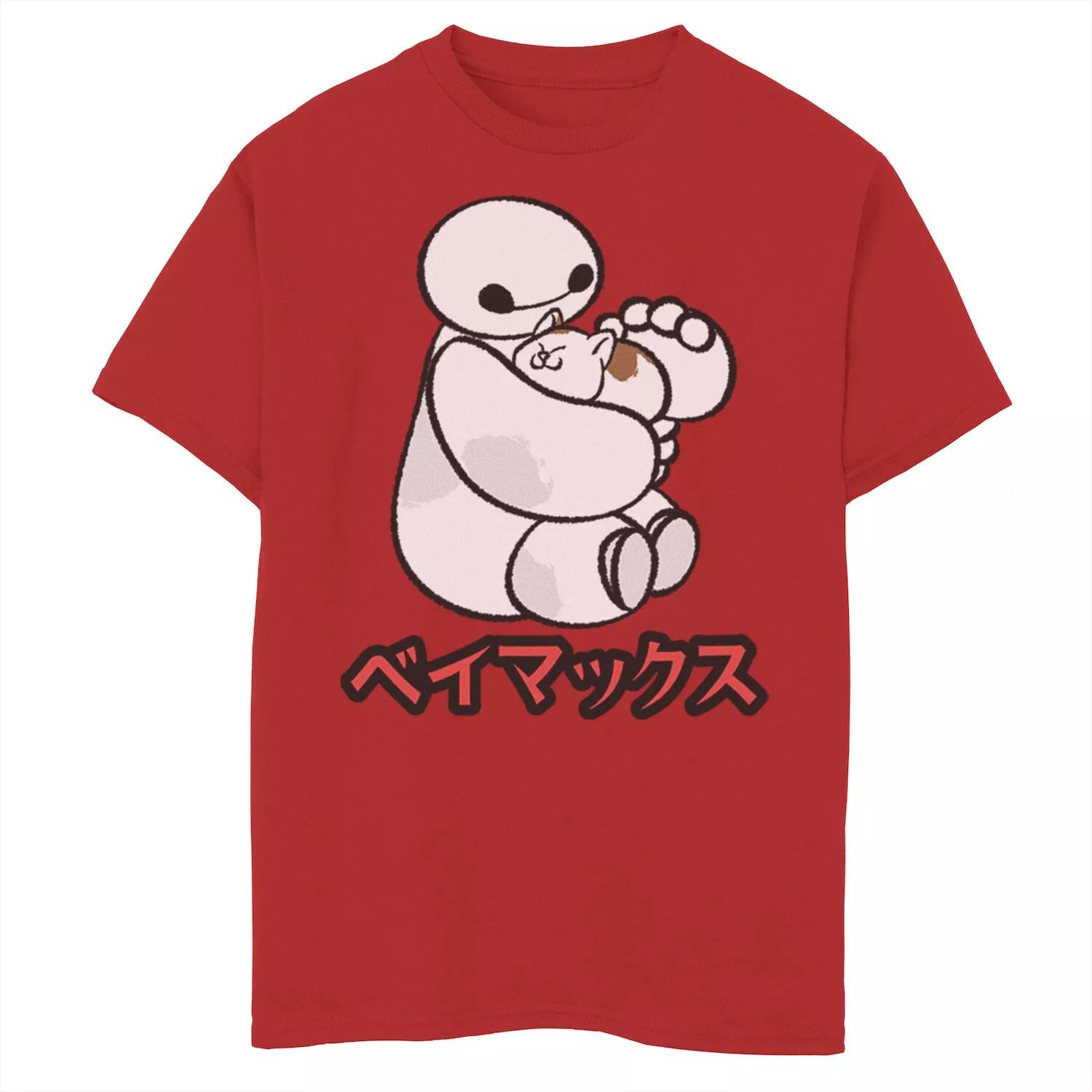 

Футболка Disney's Big Hero 6 для мальчиков 8–20 лет Baymax Hairy Baby с рисунком кандзи Disney, красный