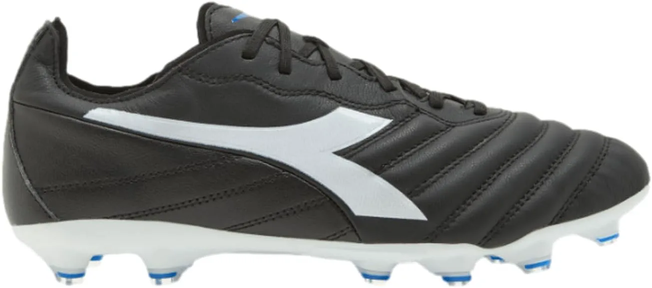 Футбольные бутсы Diadora Brasil Elite 2 LT LP12 для твердого грунта - сверхмягкий, водоотталкивающий верх из цельной телячьей кожи, подкладка из несжимаемой ткани, противоскользящая PU-подкладка на пятке, стелька с точками гибкости, черный/белый... — фото 2