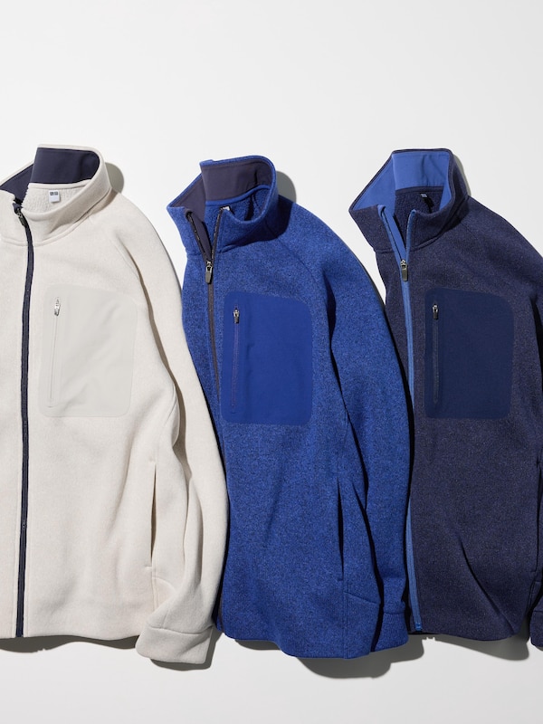 Трикотажная флисовая куртка на молнии Uniqlo, 69 navy — фото 4