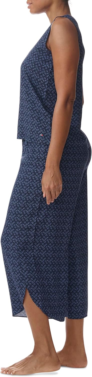 Женский пижамный комплект Tommy Hilfiger из майки и укороченных брюк, Allover Glyph/Sky Captain — фото 3