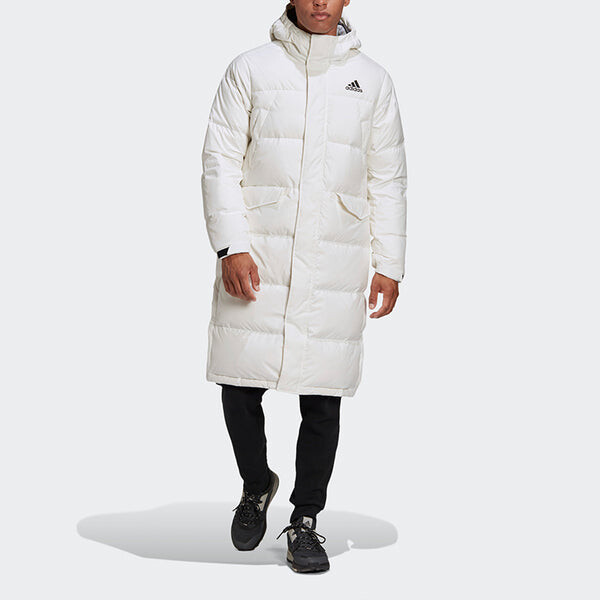 Пуховик adidas Stay Warm Sports hooded down Jacket White, белый — фото 3