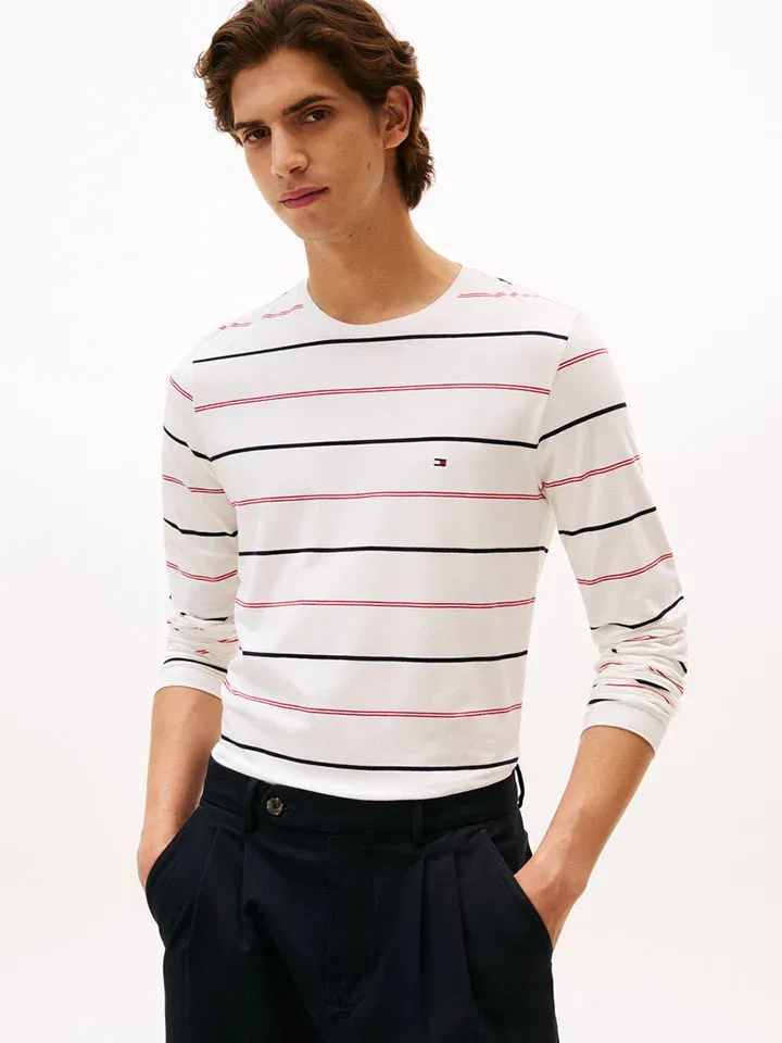 Лонгслив полосатый Tommy Hilfiger, белый/темно-синий/красный