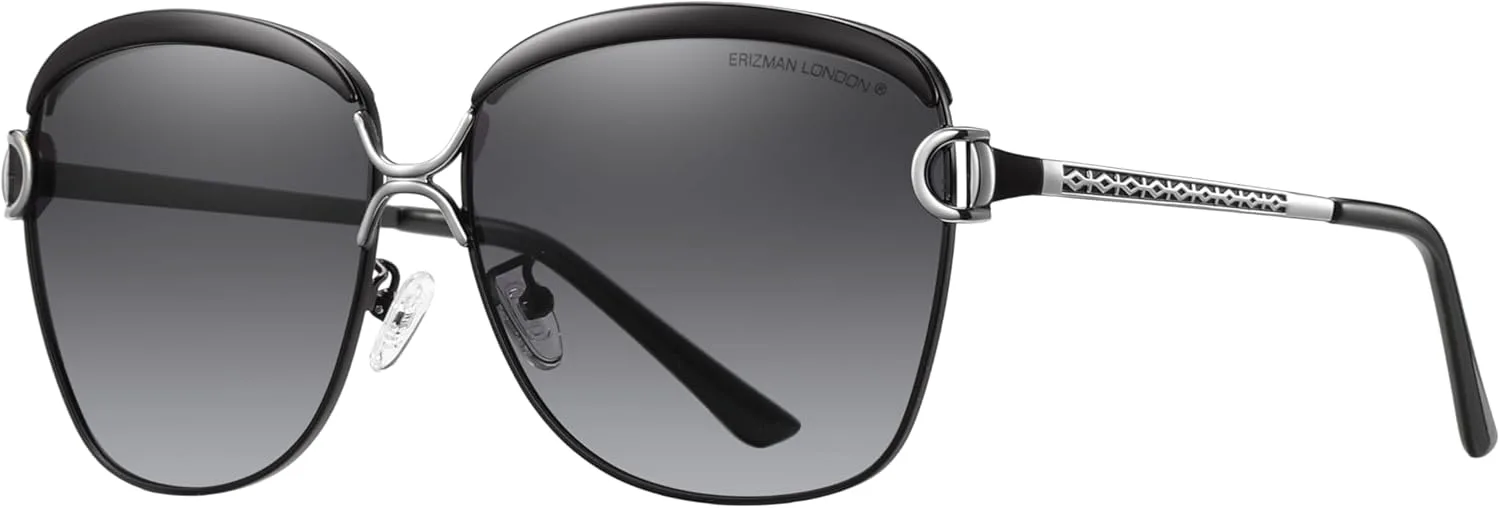 

EL75N Оригинальные поляризованные солнцезащитные очки для вождения UV400 HD для женщин: серия British Heritage, модель 4 Erizman London, El75n-c1 Silver Black