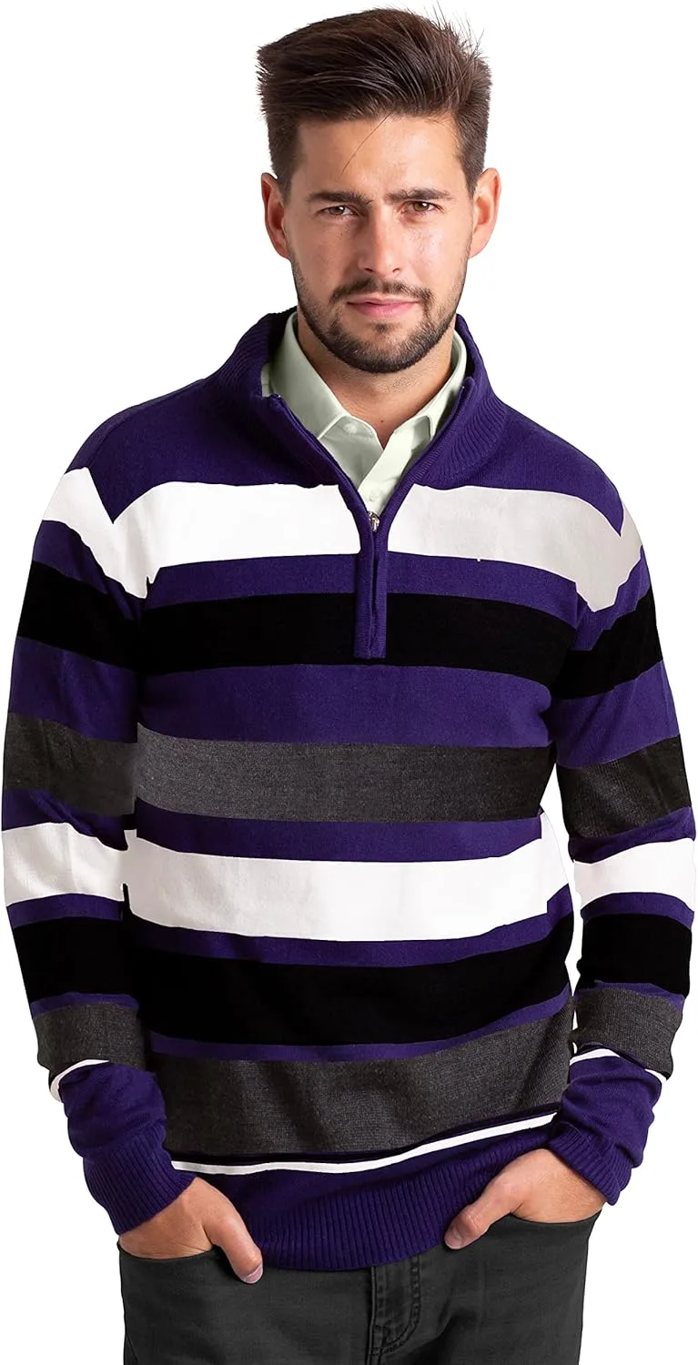 

westAce мужской свитер с четверть-молнией, полосатый, casual, slim fit