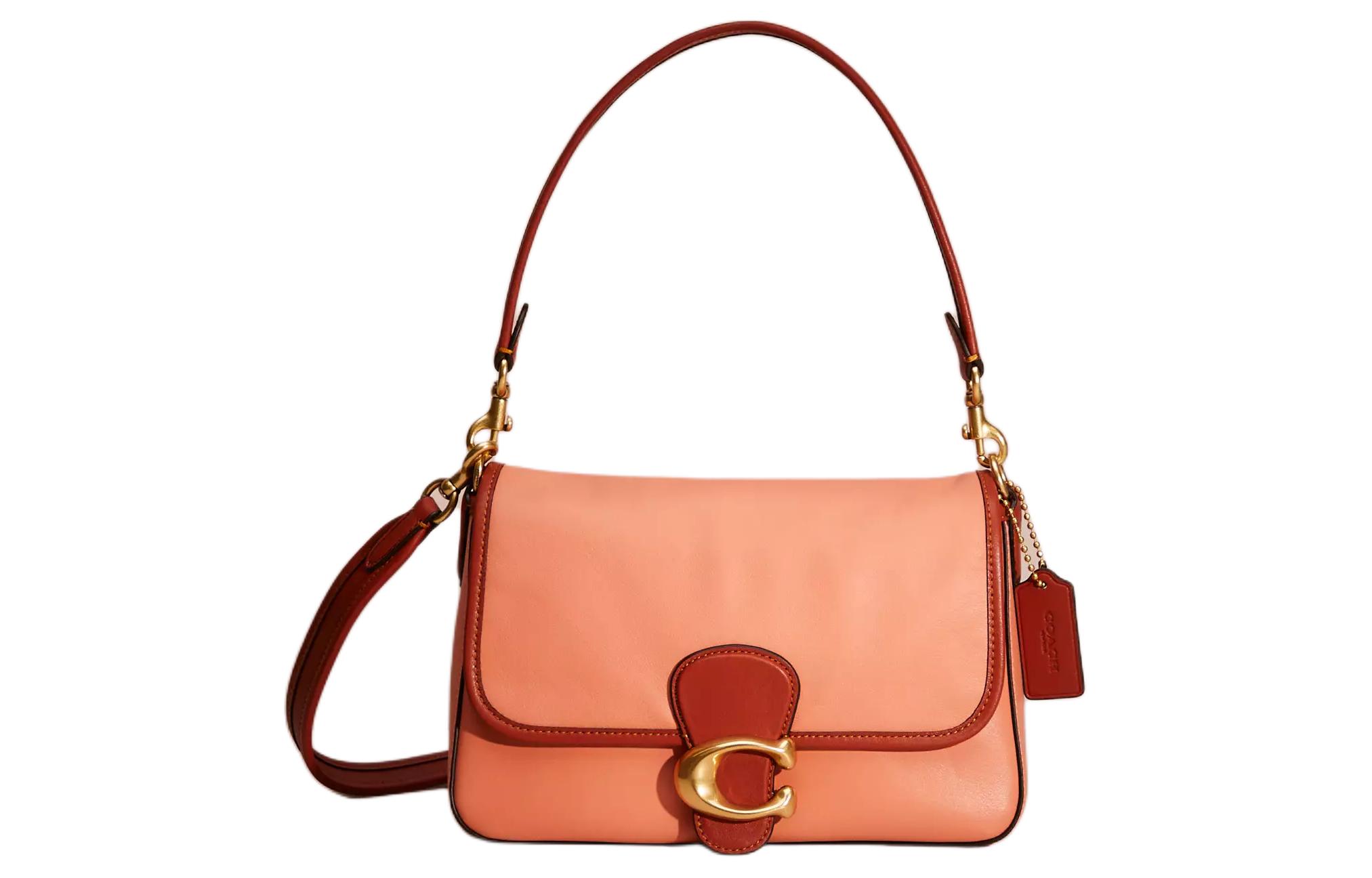 

Coach Сумка из гладкой кожи, наплечная сумка, средний размер, женская, светло-коралловый цвет