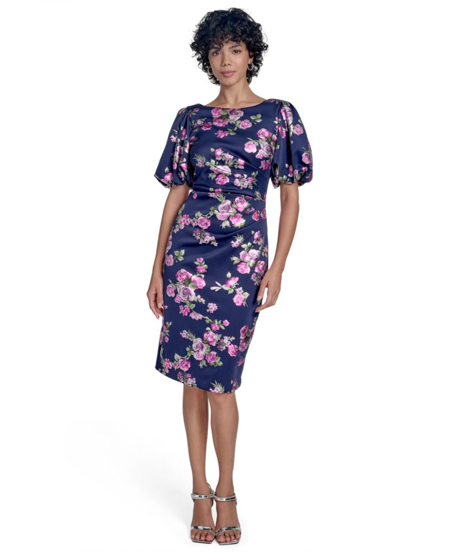 

Женское платье-футляр с цветочным принтом и пышными рукавами Jessica Howard, Navy Multi