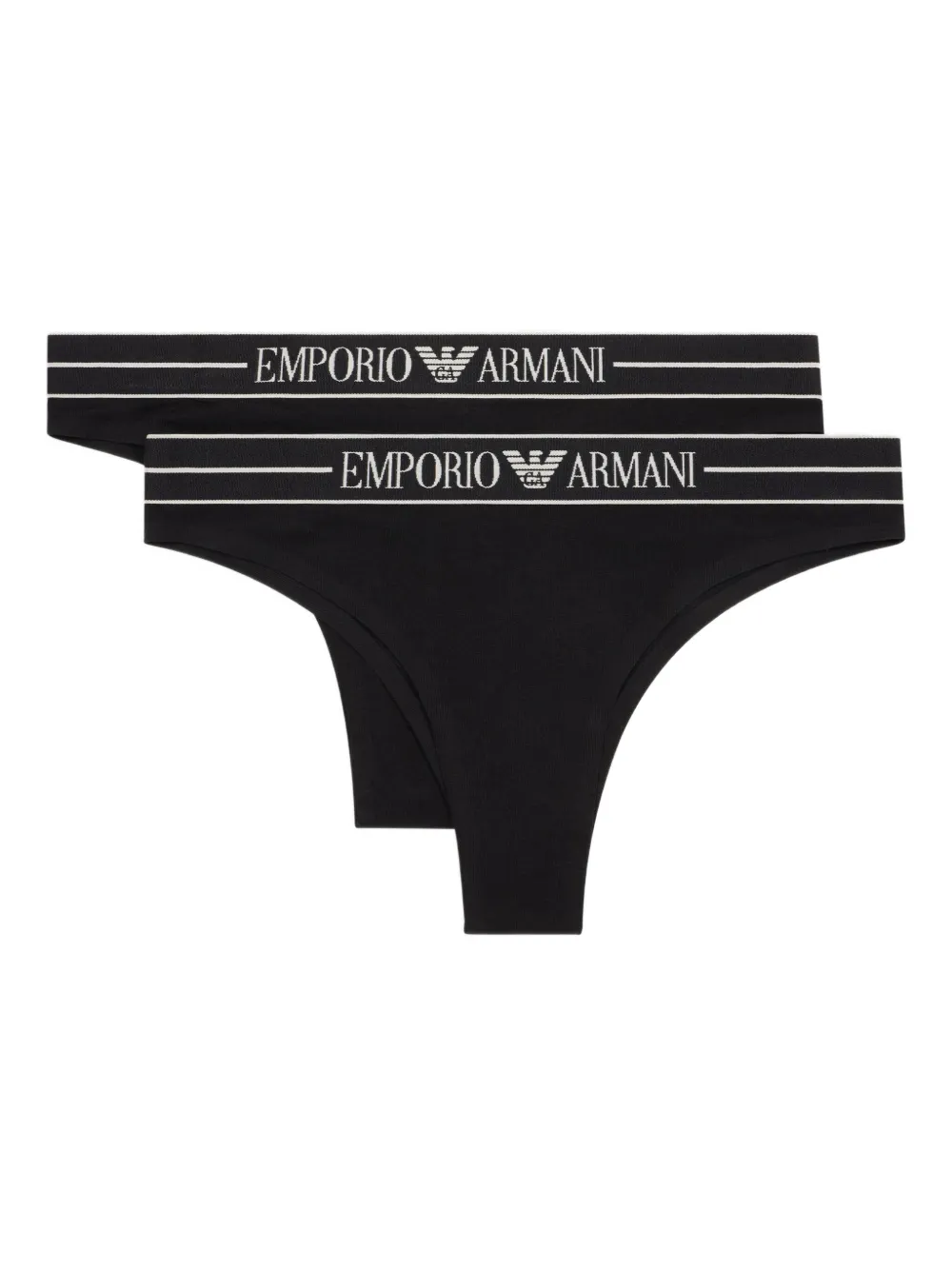 

Трусики-стринги с логотипом на поясе (упаковка из двух штук) EMPORIO ARMANI, черный