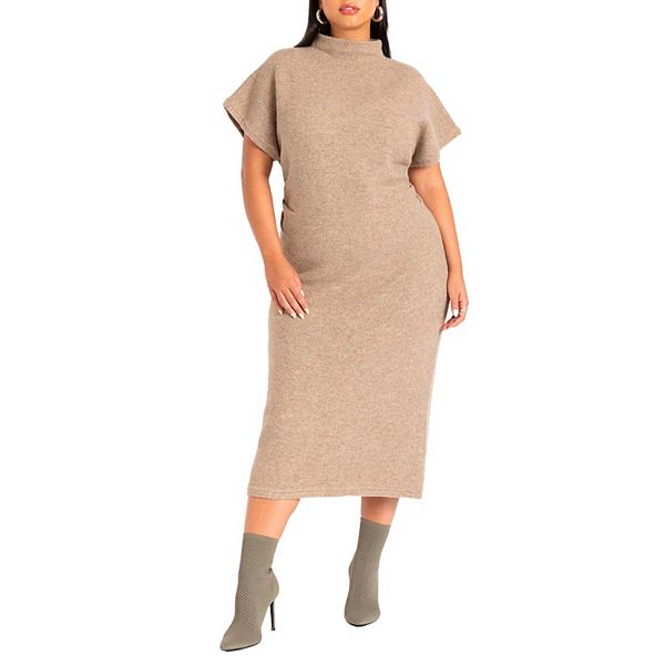 

Женское платье-свитер с коротким рукавом plus size Eloquii, Almond Milk