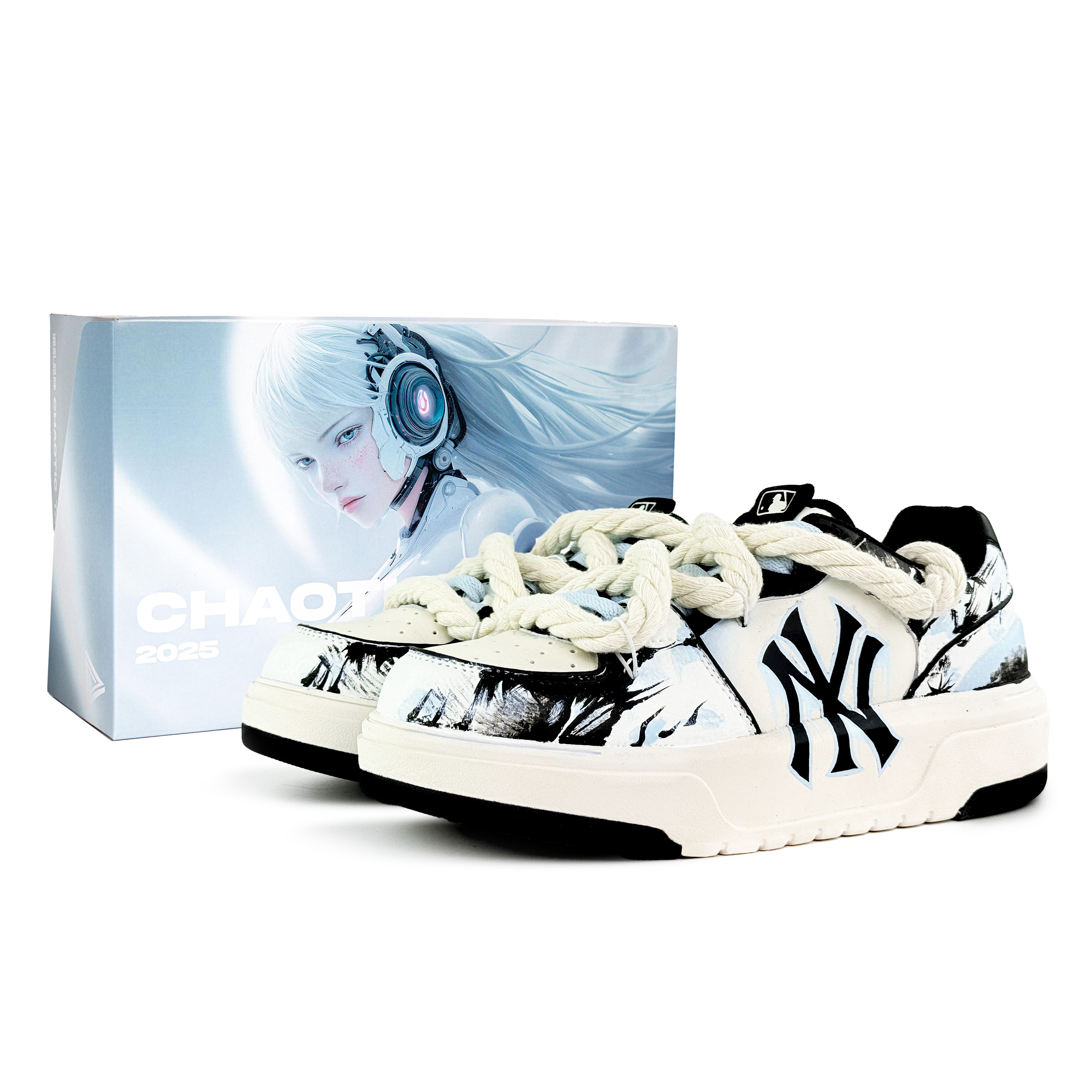 

MLB Толстые кроссовки для скейтбординга с устойчивостью к истиранию, увеличивающие рост, низкие, Unisex, Black Blue